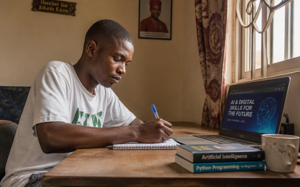 Young Nigerian from Edo North learning AI and digital skills at home